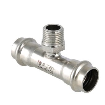 Тройник из нержавеющей стали с наружной резьбой Valtec 28х3/4" Тройник из нержавеющей стали с наружной резьбой Valtec 28х3/4"