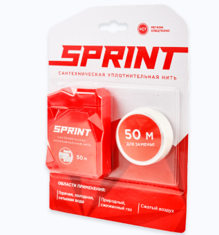 Нить уплотнительная Sprint 50м бокс+50м катушка блистер
