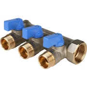 Коллектор с шаровыми кранами STOUT 3/4"х3х1/2" синие ручки SMB 6201 341203