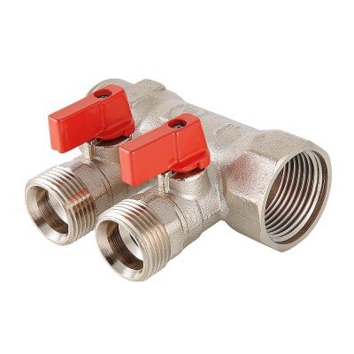 Коллектор с отсекающими кранами Valtec 1"х3 выхода Евроконус 3/4 VTc.580.NE.0603